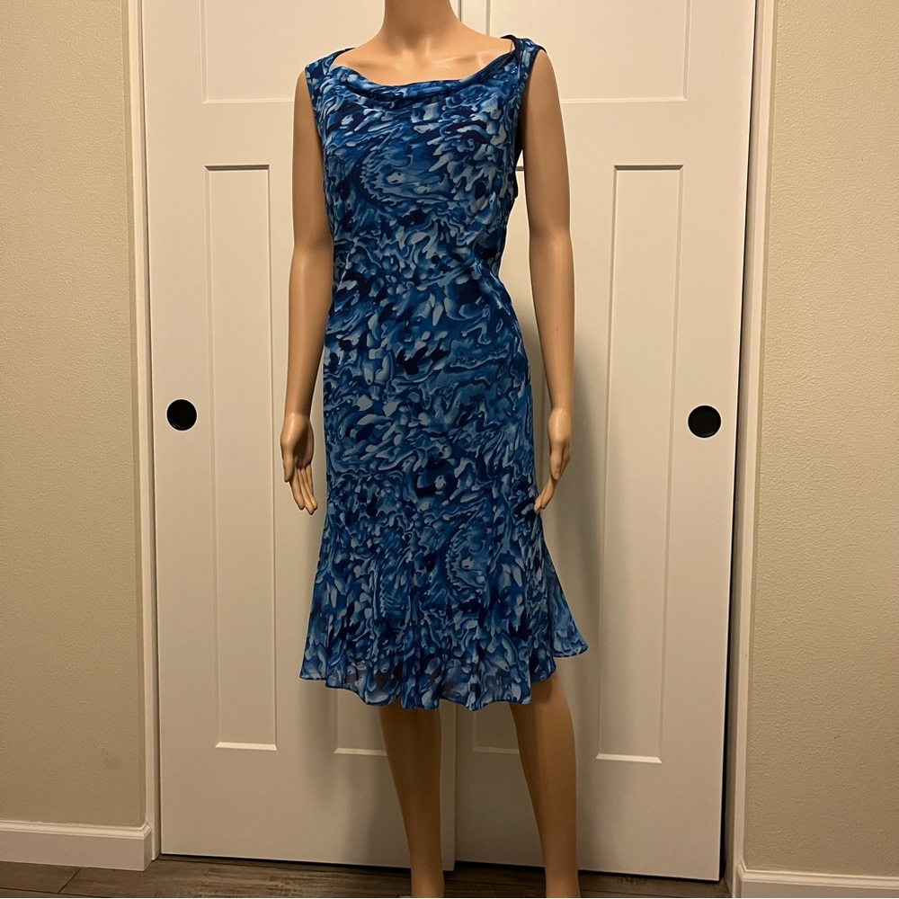 Evan Picone Ocean Blue Abstract Midi Dress - Picture 3 of 8